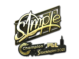 Наклейка | s1mple (золотая) | Стокгольм 2021